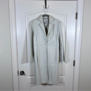 Tower Hill Off White Leather Trench Coat